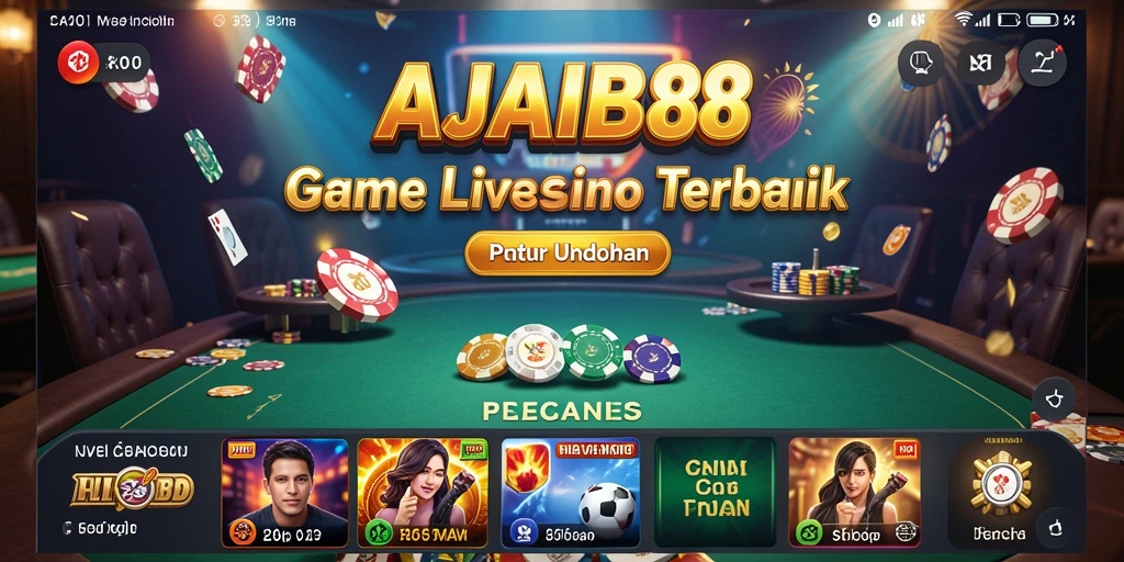 Tampilan gameplay AJAIB88 yang menampilkan dealer langsung dan suasana permainan kasino.