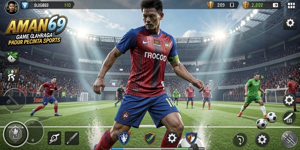 Tampilan gameplay seru di AMAN69 dengan pertandingan olahraga yang menegangkan.