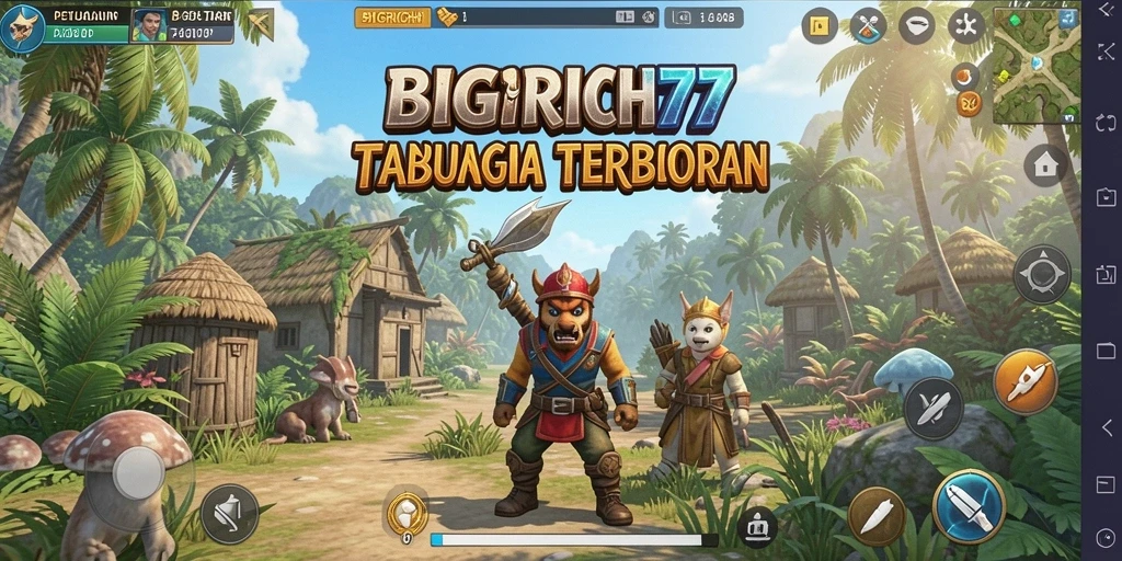 Screenshot gameplay BIGRICH77 menunjukkan dunia terbuka yang luas dan menakjubkan.