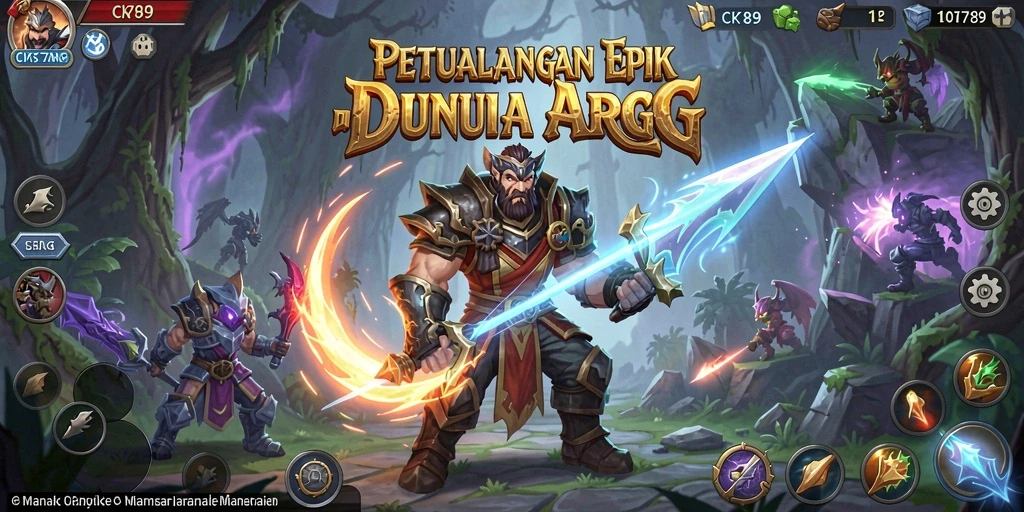 Tangkapan layar CK789 yang menampilkan pertarungan seru di tengah dunia fantasi.