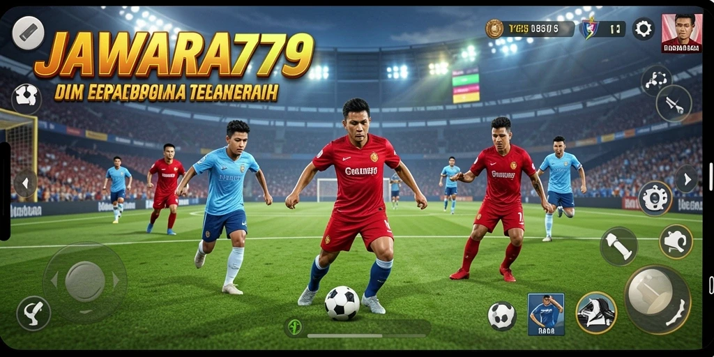 Tampilan menarik dari gameplay sepak bola di JAWARA79.