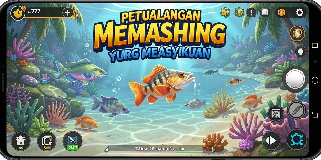 Tampilan gameplay L777 dengan berbagai lokasi memancing yang menakjubkan.