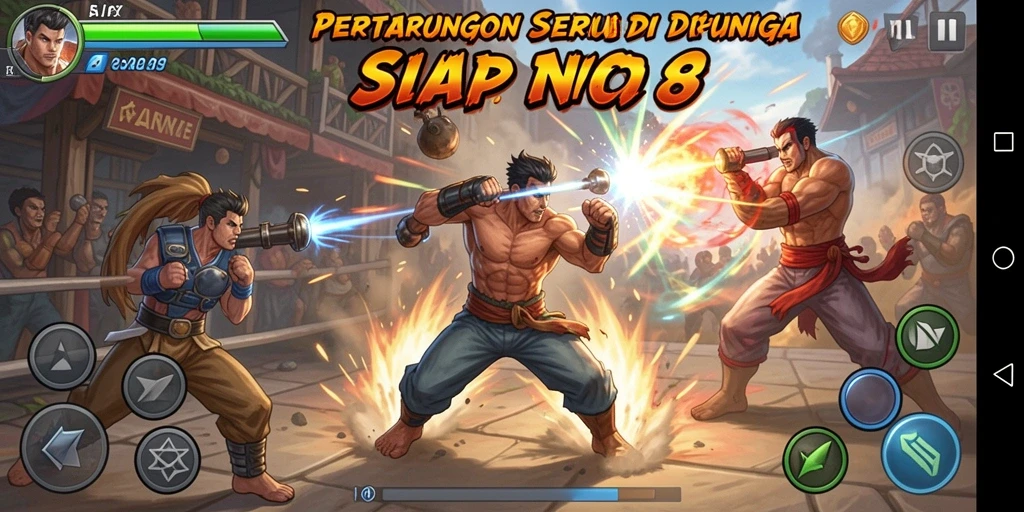 Screenshot gameplay SIAP108 menampilkan pertarungan intens di arena.