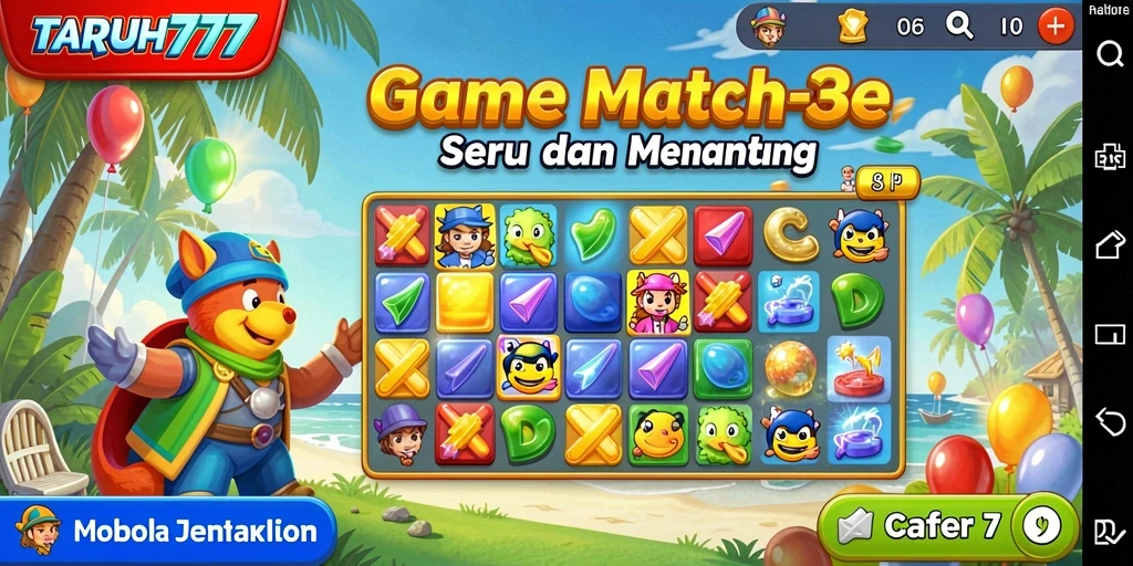 Screenshot gameplay TARUH777 yang menampilkan keseruan bermain Match-3.