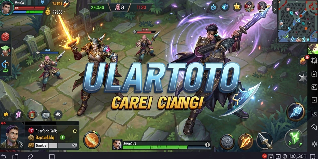 Tampilan gameplay ULARTOTO dengan pertempuran strategi yang intens.