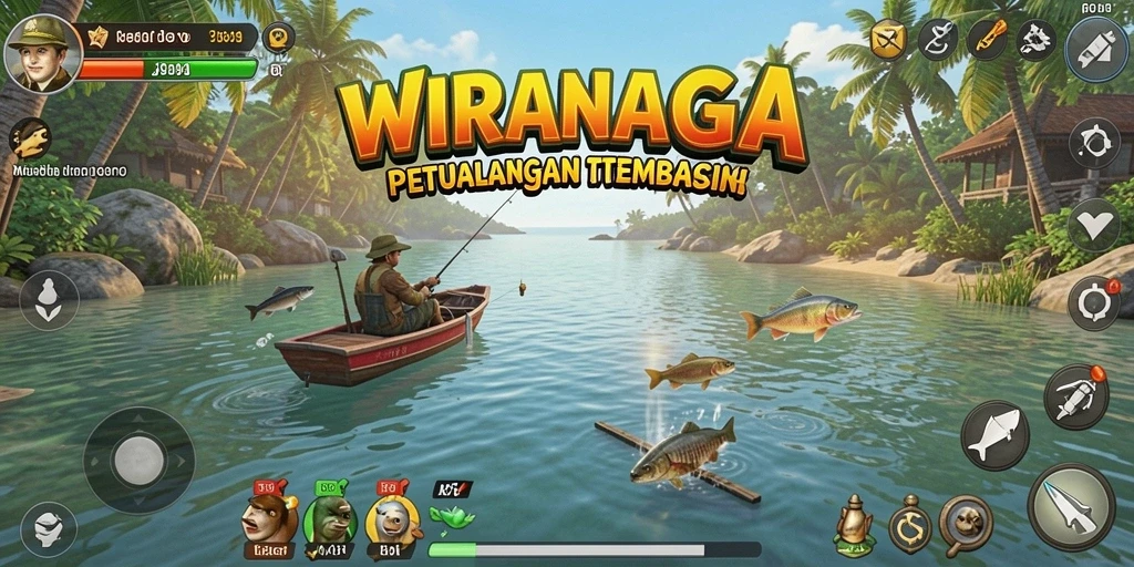 Screenshot WIRANAGA menampilkan aksi memancing yang mendebarkan.